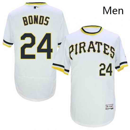 Mens Majestic Pittsburgh Pirates 24 Barry Bonds White Flexbase Authentic Collection Cooperstown MLB Jersey